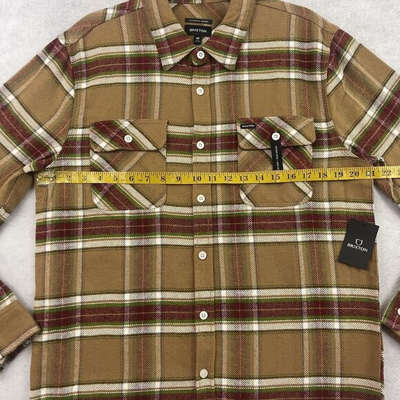 Brixton Bowery Flannel Over Shirt Mens M Brown Plaid Vegan Wool NEW - Picture 6 of 15